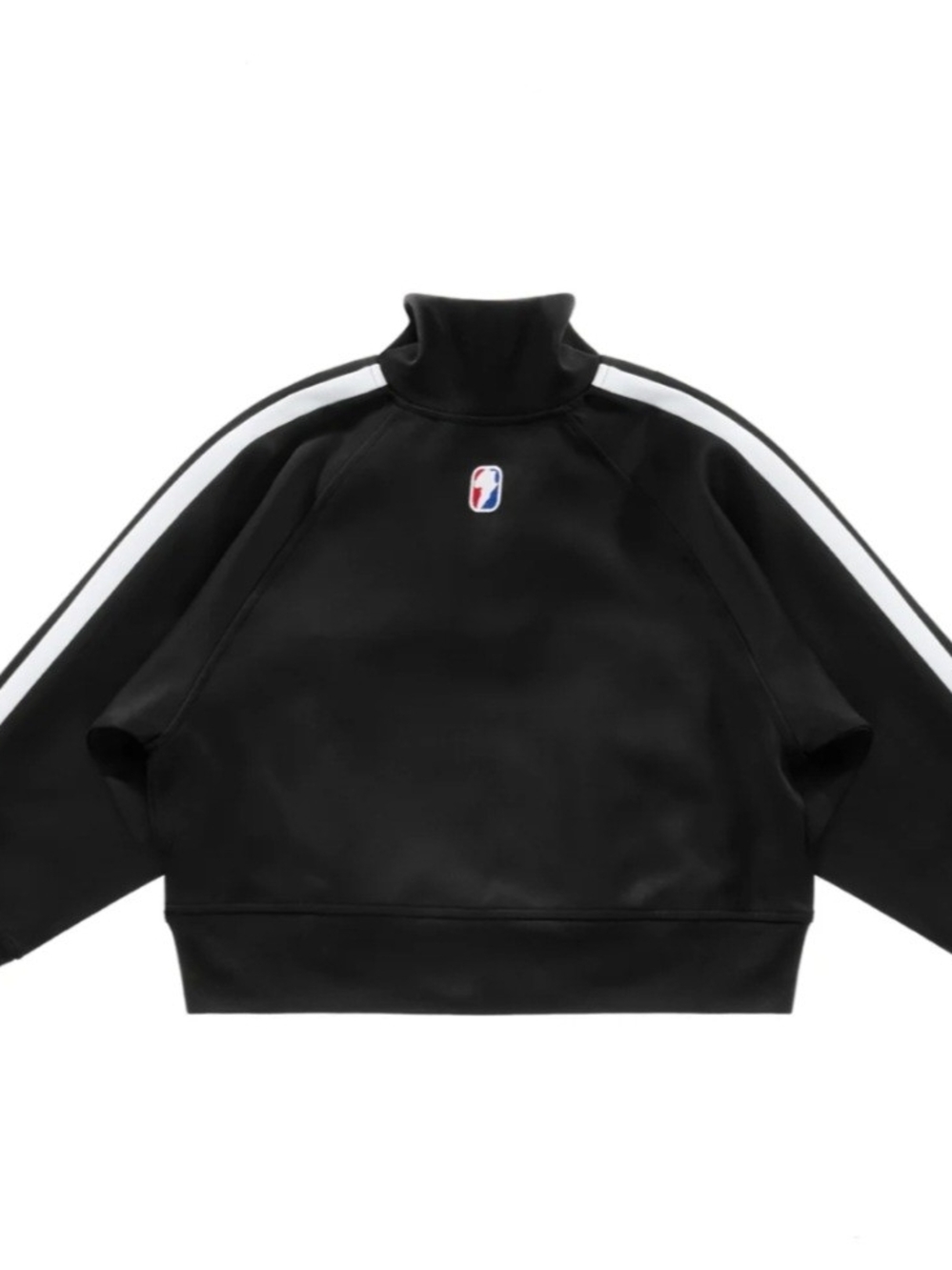 Telfar Black Cropped Bomber Jacket with White Stripes - Picture 3 of 7